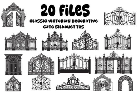20 Classic Victorian Decorative Gate Graphics for Elegant Illustrations