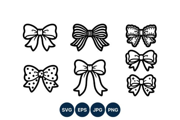 Black and White Decorative Bow Ribbons for Design Projects