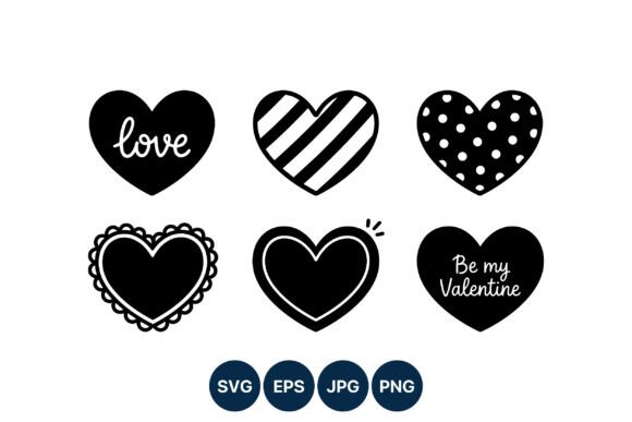 Black and White Decorative Hearts Vector for Local Business Graphics