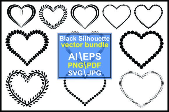 Black Heart Shapes Decorative Elements for Local Business Branding & Packaging