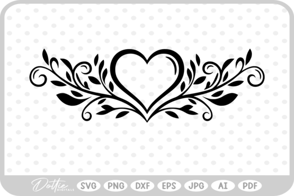 Botanical Decorative Heart SVG PNG DXF: A Versatile Graphic Design Asset for Content Creators