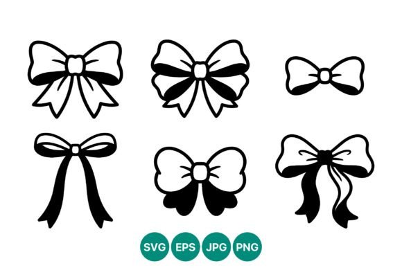 Decorative Bow Line Art Set: A Versatile Graphic Design Asset for Crafters