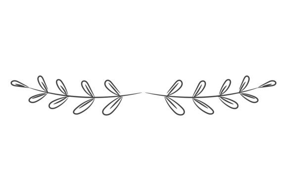 Decorative Divider Branch Leaf Black Sketch for Graphics and Illustrations