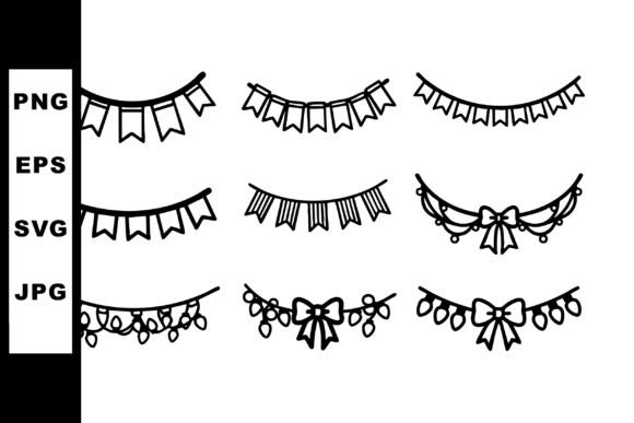 Decorative Festive Garlands with Bows: A Cheerful Graphic Design Asset for Content Creators