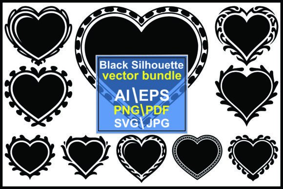 Decorative Heart Silhouettes for Graphics and Illustrations