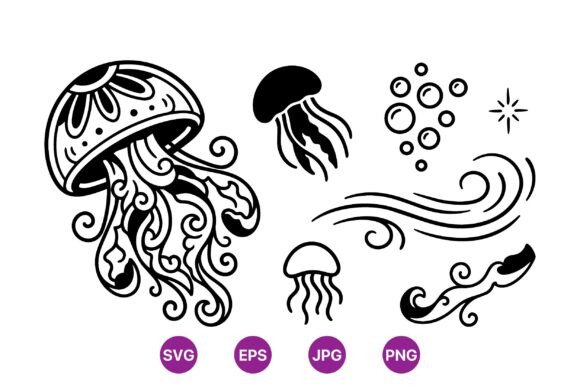 Decorative Jellyfish Vector Art: A Versatile Graphic Design Asset