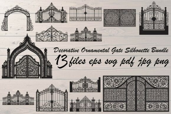 Decorative Ornamental Gate Silhouette: A Graphic Design Asset for Polished Content