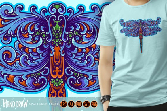 Elegant Decorative Dragonfly Ornament: A Versatile Graphic for Local Business Branding