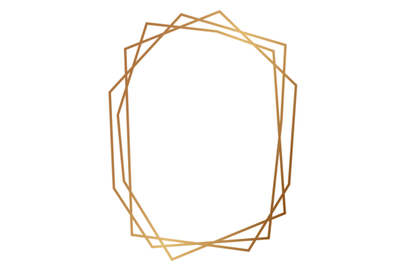 Golden Polygonal Line Frame for Crafters: A Decorative Graphic Design Asset