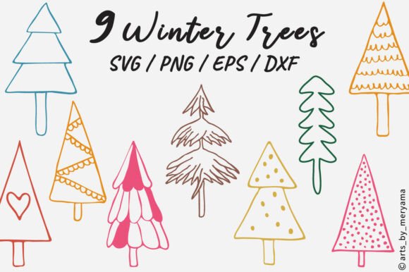 Hand Drawn Winter Trees: A Versatile Graphic Design Asset for Branding
