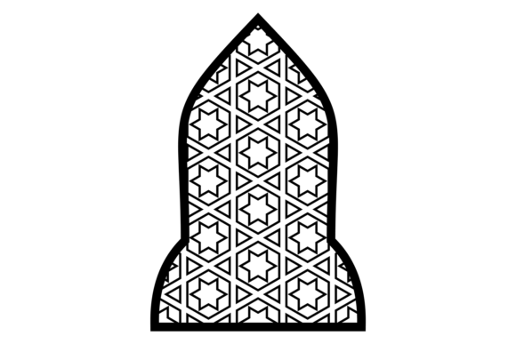 Islamic Window Shape with Decorative Arabic Line Pattern: A Versatile Graphic Design Asset