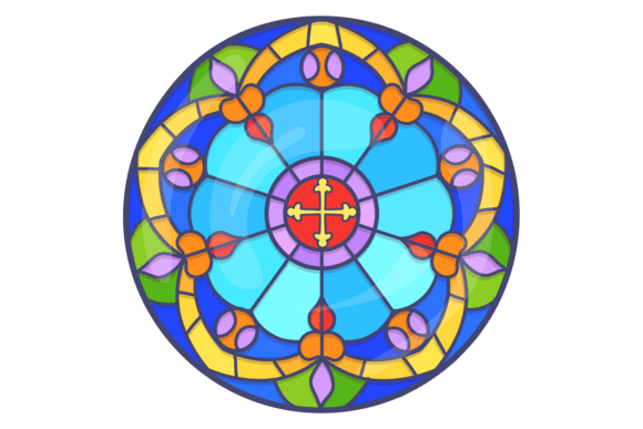 Round Stained Glass Graphics for Modern Branding and Marketing