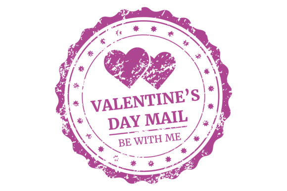 Valentine Mail Stamp: A Decorative Rubber Seal for Graphics and Illustrations